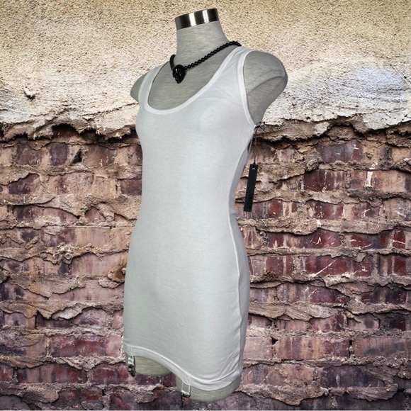 Widow White Tank Top Tunic Shirt with Garter Straps - Picture 2 of 7